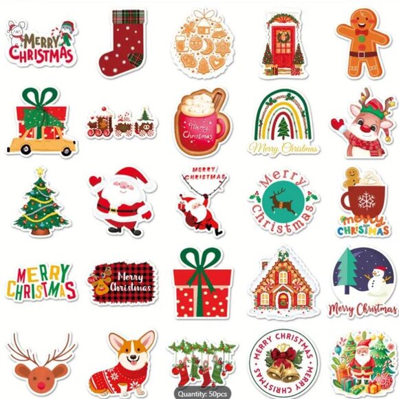 50PC Christmas Stickers Set Holiday Stationary for Cards Stickers - Picture 5 of 6
